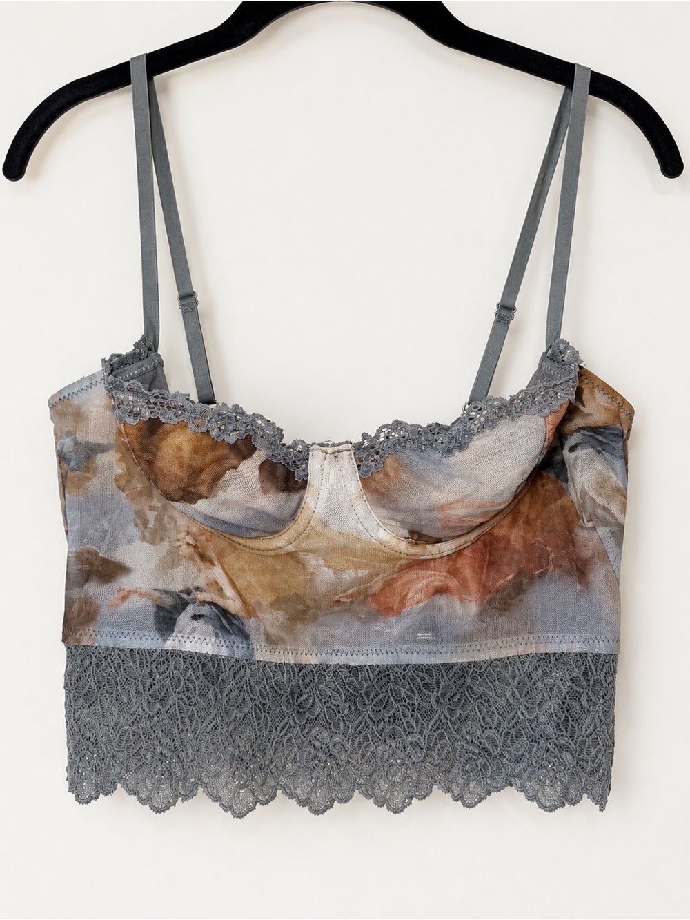 Urban Outfitters Slate Blue Lace Bralette with Angel Print